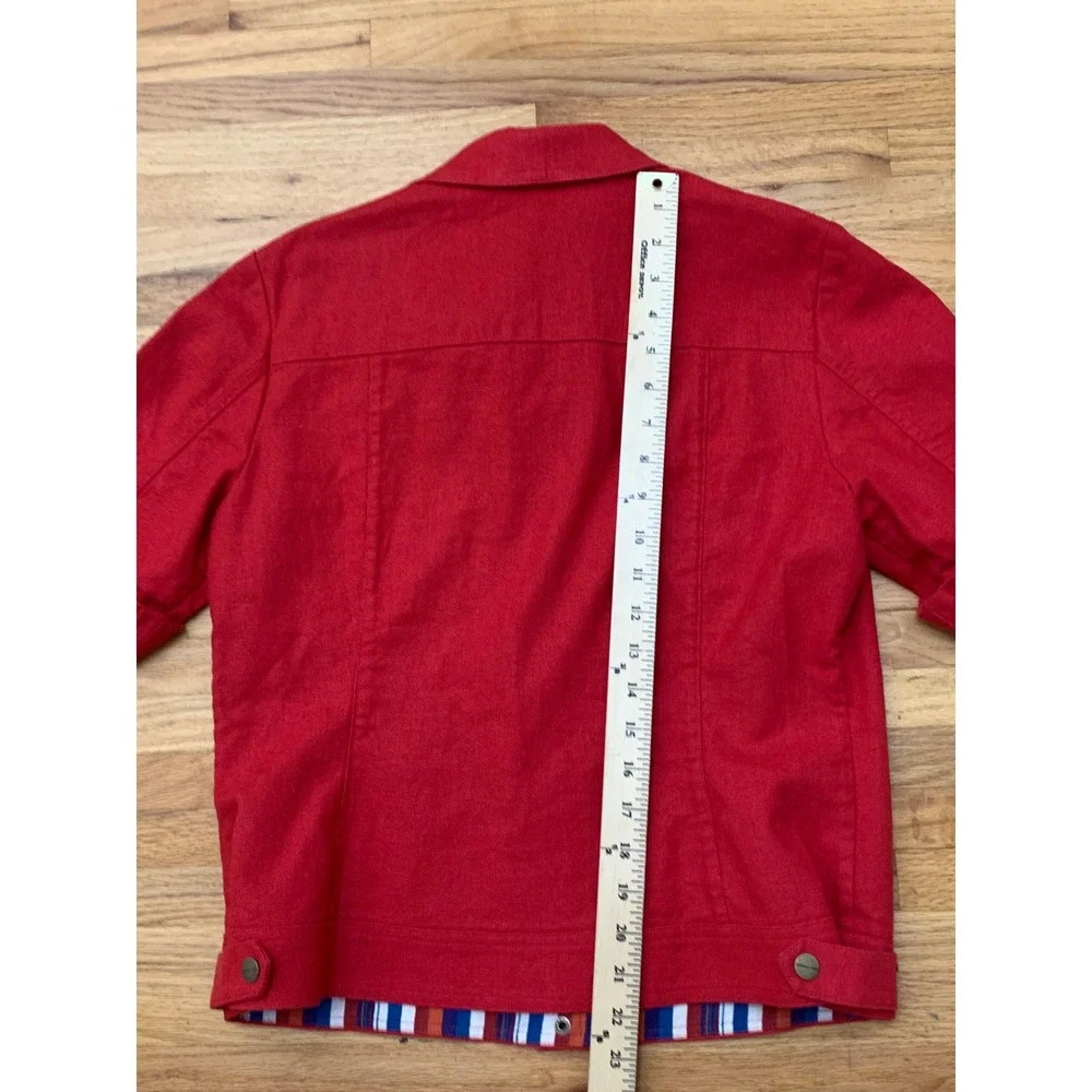 Coldwater Creek Women's Red‎ Linen Blend 10 Short Sleeve Button Jacket